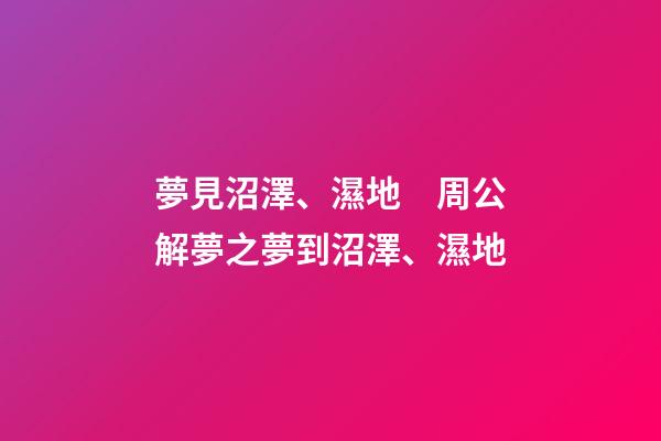 夢見沼澤、濕地　周公解夢之夢到沼澤、濕地